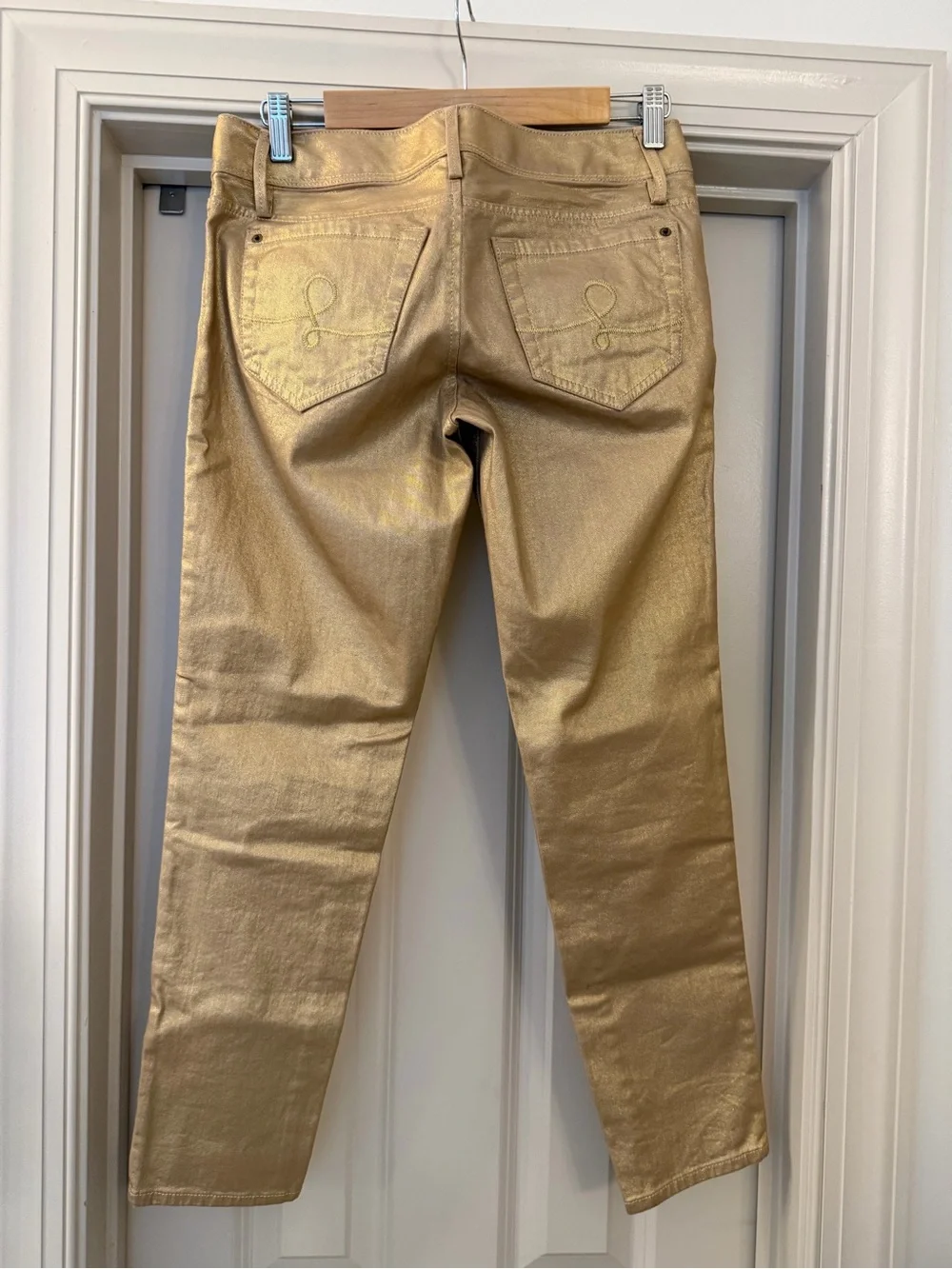 Lilly Pulitzer size 4 Metallic Gold Worth Skinny Mini Pants